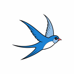 Swallow Bird Wings Spread On White