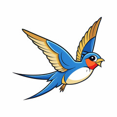 Swallow Bird Wings Spread On White