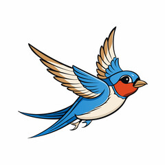 Swallow Bird Wings Spread On White