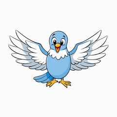 Dove Bird Wings Spread On White