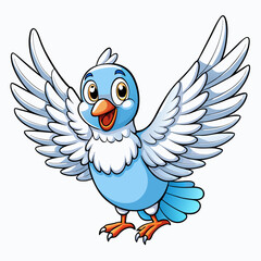 Dove Bird Wings Spread On White