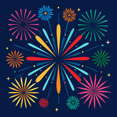Collection festive fireworks of the various colors arrangments 