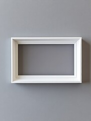 Modern White Frame Mockup on Gray Wall: Clean, Minimalist Design for Art, Photos, and Presentations - Perfect for Interior Decor and Creative Displays