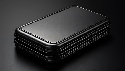 Sleek Black Rectangular Box with Rounded Edges on Dark Minimalist Background

