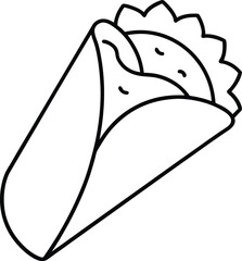 Buffalo Chicken Wrap Line Art Vector Illustration Food Clipart Design