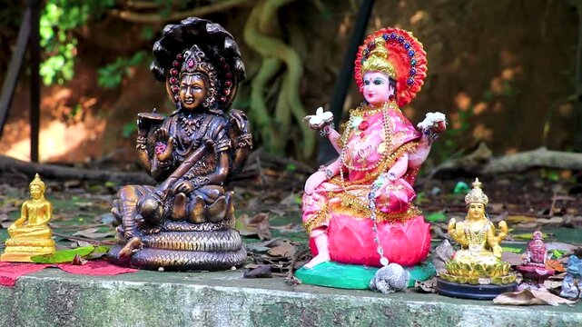 Various beautiful Buddha and Buddhist god figures in Pattaya Thailand.