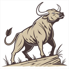 vector illustration of cartoon bull