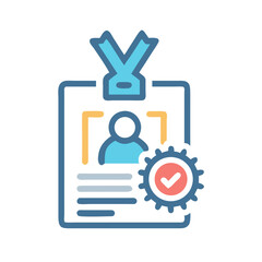 Identification card badge with checkmark, vector illustration design