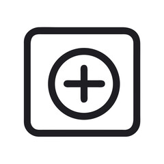 Plus icon within rounded square on plain background