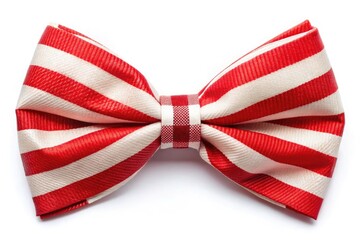 Red and White Striped Bow Tie on White