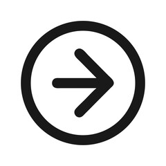 Right arrow circle icon on White Background direction symbol
