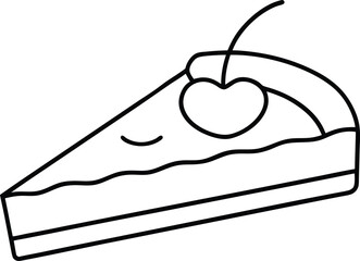 Cherry Pie Slice Line Art Vector Illustration Food Clipart Design