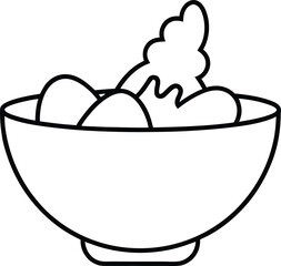 Chicken Fajita Bowl Line Art Vector Illustration Food Clipart Design