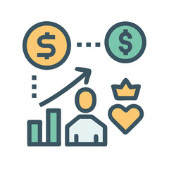 Financial growth and personal success represented in vector icon