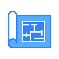 Architectural blueprint icon on White Background in flat style