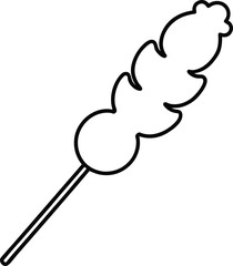 Chicken Kebab Stick Line Art Vector Illustration Food Clipart Design