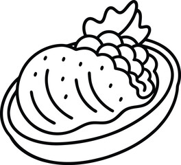 Chicken Parmesan Ball Line Art Vector Illustration Food Clipart Design