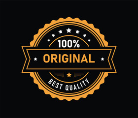 Circular badge features the text 100% Original Best Quality prominently displayed within a star-decorated border. Ideal for branding, packaging, or marketing purposes.