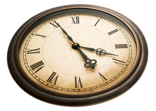 old clock  isolated on white background PNG