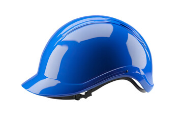 Fototapeta premium Simple & minimalistic, single colour, ultra high quality electrical safety helmet, bright blue shell, insulated lining, chin guard isolated on transparent background