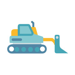 Obraz premium Isolated flat vector icon of a construction bulldozer