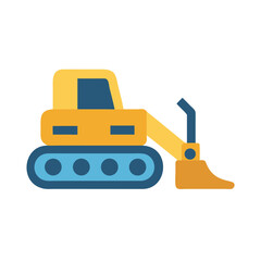 Flat design construction bulldozer on White Background representing heavy machinery