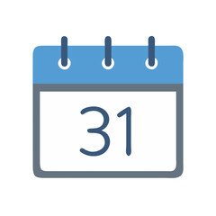 Calendar icon displaying the thirty first date graphic
