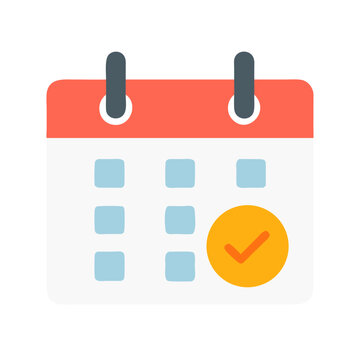 Completed task on calendar day, reminder icon illustration