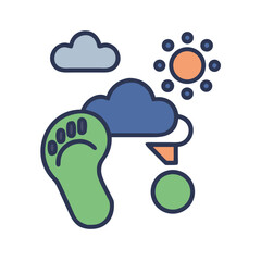 Abstract footprint nature icon with sun and clouds graphic