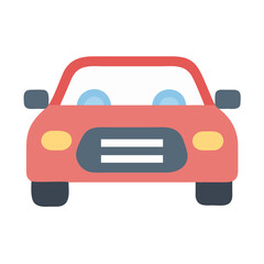 Cute stylized front view car illustration against black backdrop