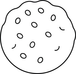 Chocolate Chip Cookie Crisp Flat Style Line Art Vector Illustration