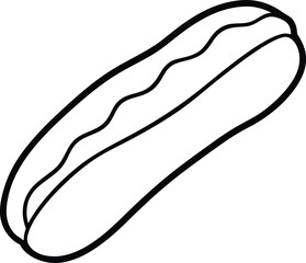 Chocolate Eclair Pastry Dessert Bakery Line Art Vector Illustration