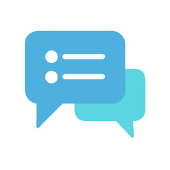 Simple light blue flat message icon on White Background