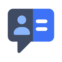 Fototapeta premium Flat vector speech bubble icon with person and text