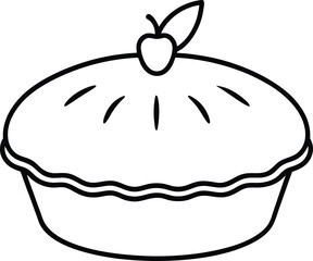Cinnamon Apple Pie Classic Dessert Sketch Line Art Vector Illustration