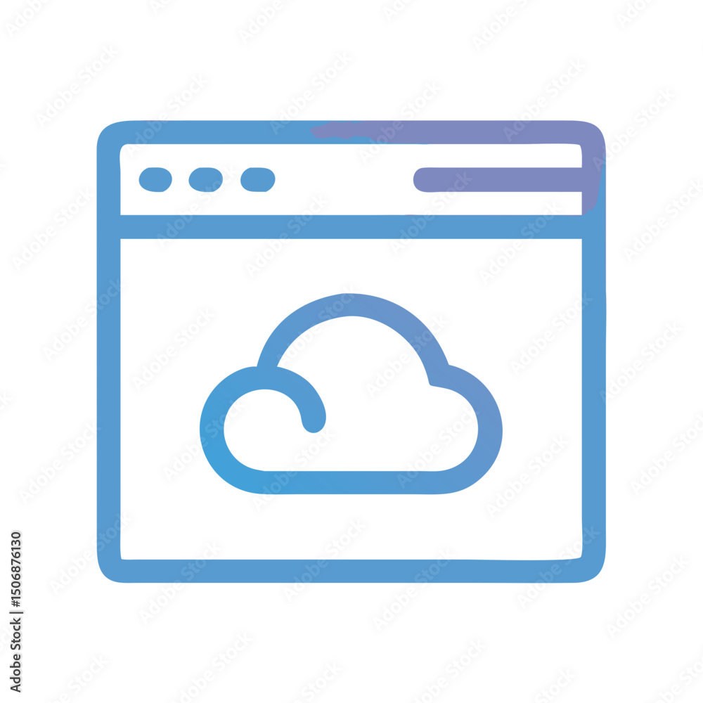 Poster cloud computing in a web browser window graphic icon