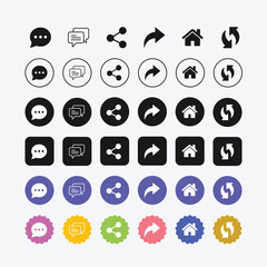 Modern Web Icons Set Social Media UI Elements Interface Design