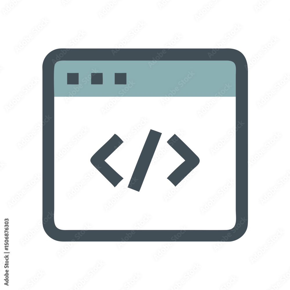 Poster simple coding interface icon with dark background color tone