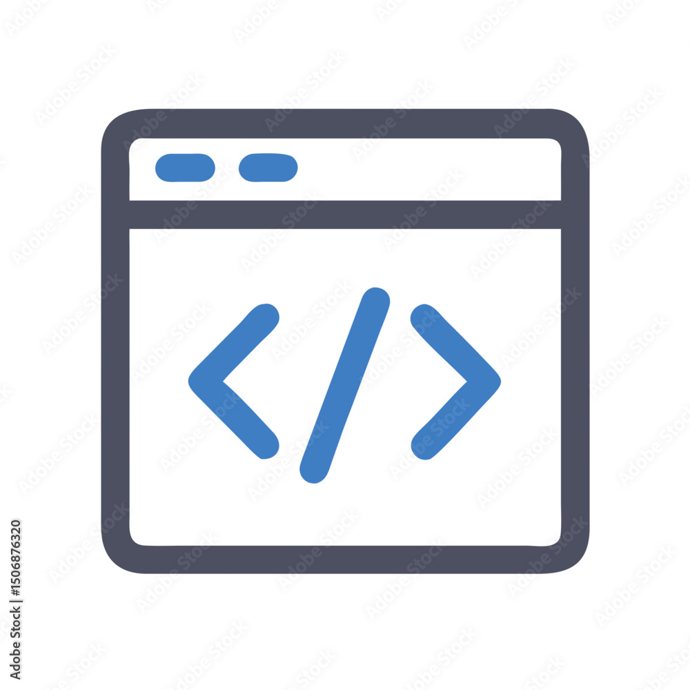 Poster code window element flat illustration for web development usage
