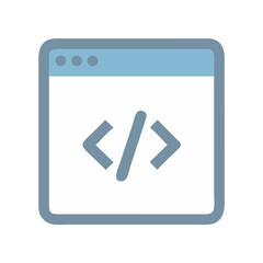 Code window application symbol against a solid background vector