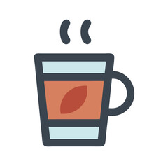 Stylized hot tea mug icon isolated on White Background