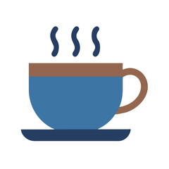 Minimalist steaming coffee cup illustration on White Background graphic