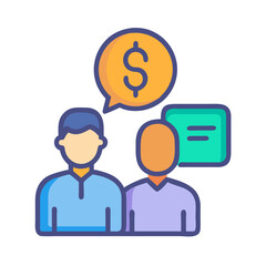 Business team discussing financial strategy flat vector illustration.