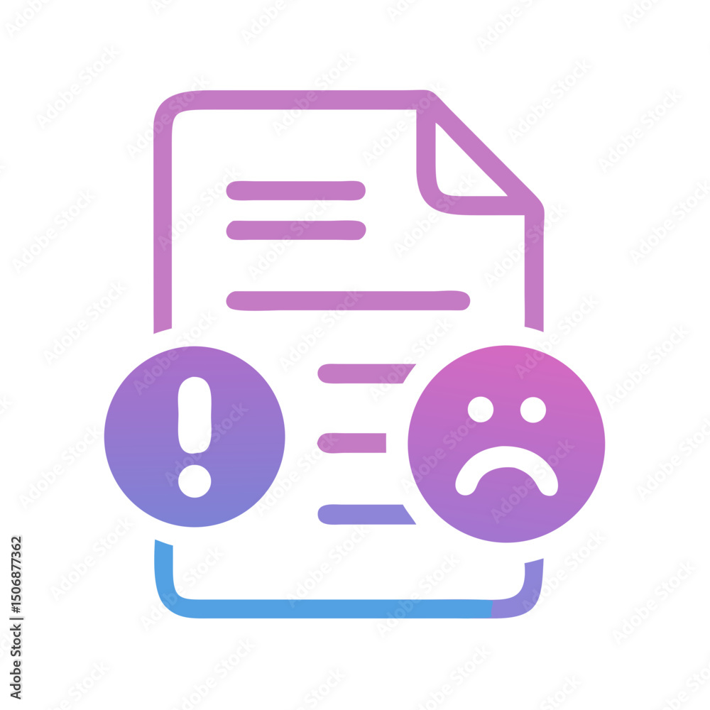 Poster error report notification document problem with sad face flat design