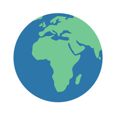 Flat design earth globe illustration on White Background
