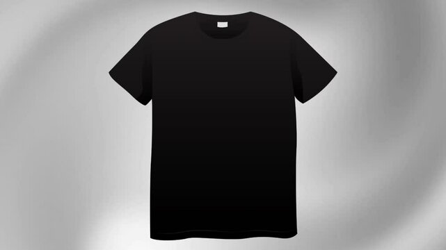 black t-shirt mockup illustration video with grey background