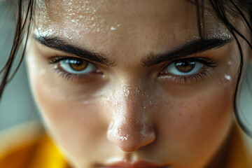 Generative AI image of focused person training for self defense courses through martial arts including boxing and karate