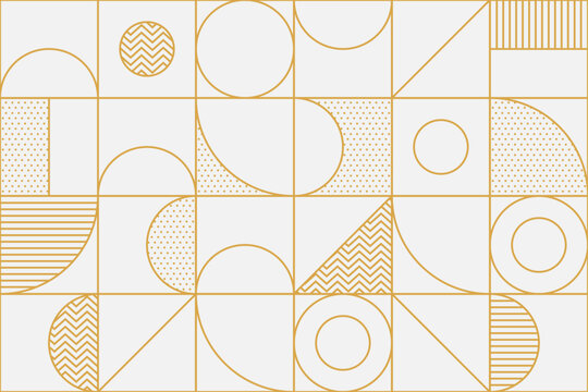 Abstract composition with gold geometric shapes and decorative patterns forming a seamless luxurious background design