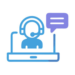 Flat vector icon showing customer service support online assistance