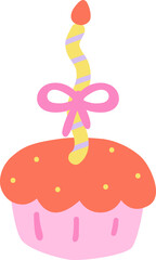 Cute Colorful Birthday Cake Illustration Handdrawn Party Element Illustration